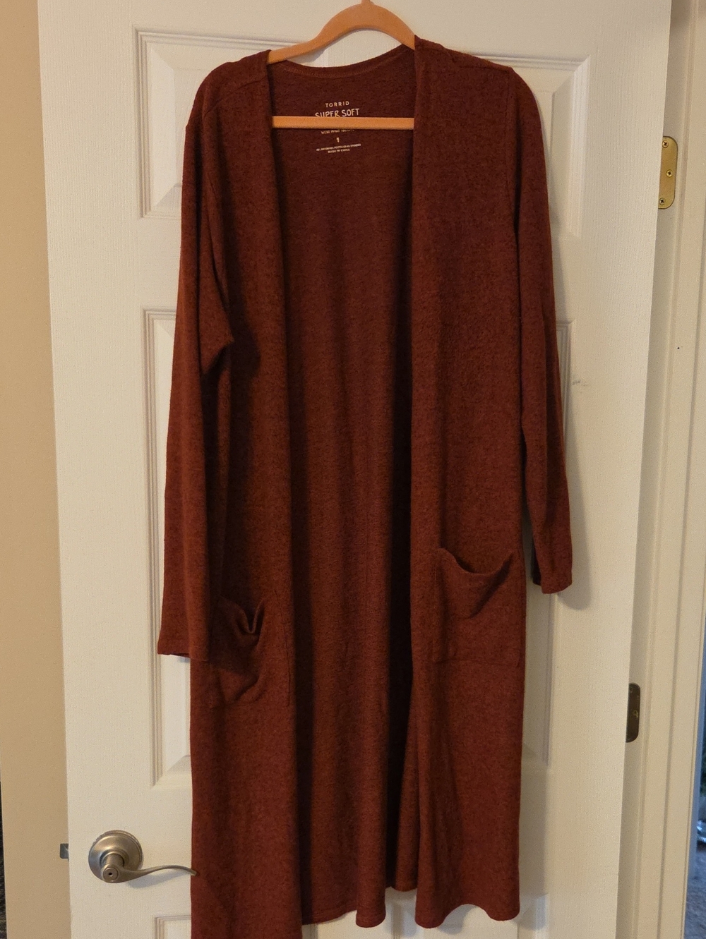 torrid Long Open-Front Cardigan in Rust